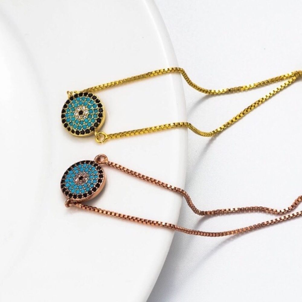 Evil Eye Pave CZ Adjustable Bracelets NWT - Picture 4 of 6